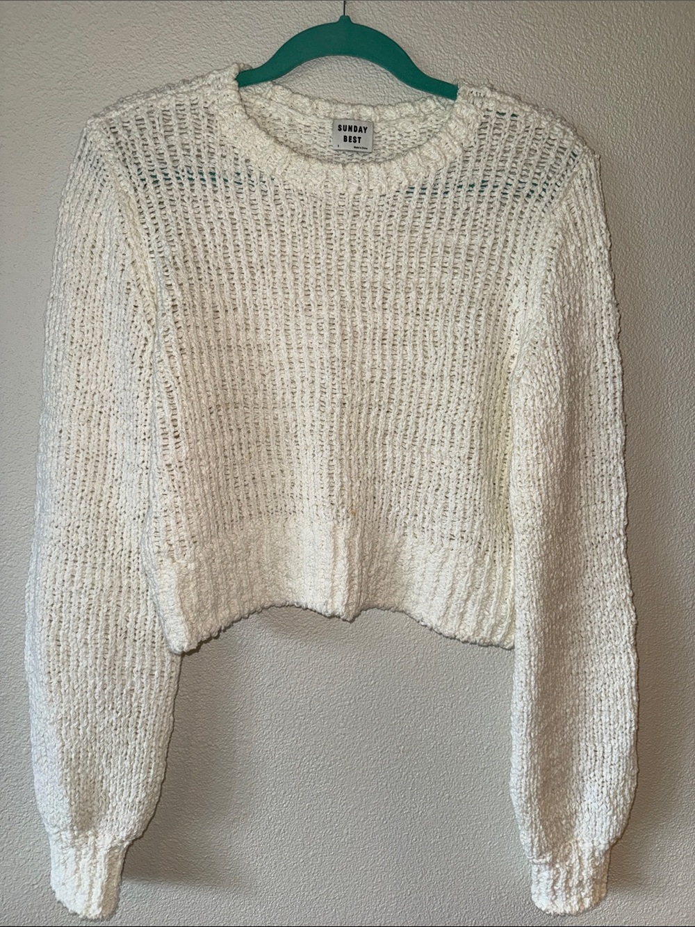 Sunday Best Cream Chunky Cropped Crewneck Sweater